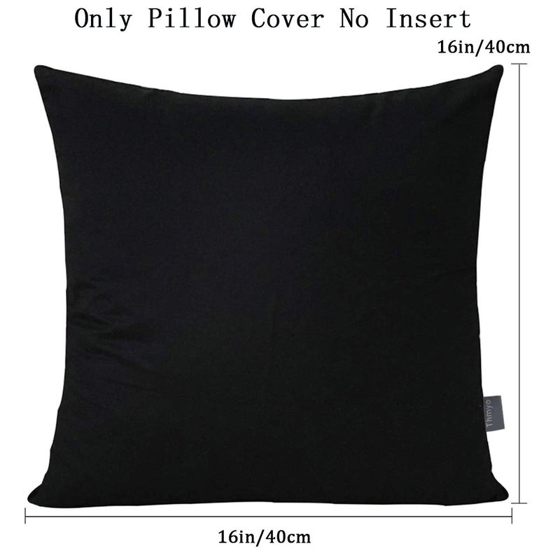 Thmyo 4-Pack 100% Cotton Comfortable Solid Decorative Throw Pillow Case Square Cushion Cover Pillowcase Sublimation Blank Pillow Covers Christmas DIY Throw Pillowcase for Sofa(16x16inch/40x40cm,Black) - Image 5